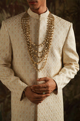 Jamal Pearl White Embroidered Sherwani