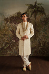 Jamal Pearl White Embroidered Sherwani