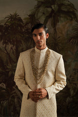 Jamal Pearl White Embroidered Sherwani