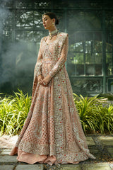 Pakistani Bridal Dress in Peach Lehenga Kameez Style