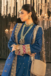 3 Piece Embroidered Raw Silk Suit