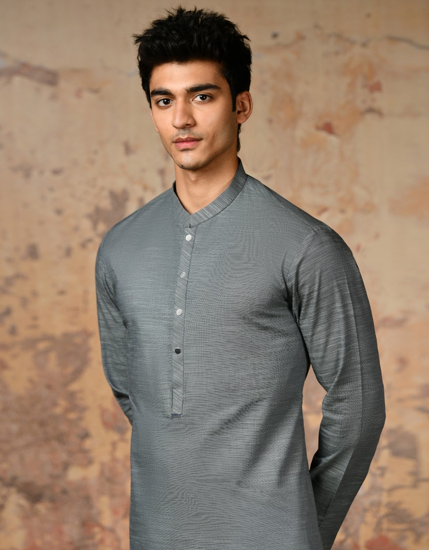 GREYISH GREEN COTTON KURTA