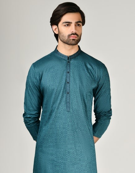 GREEN COTTON KURTA