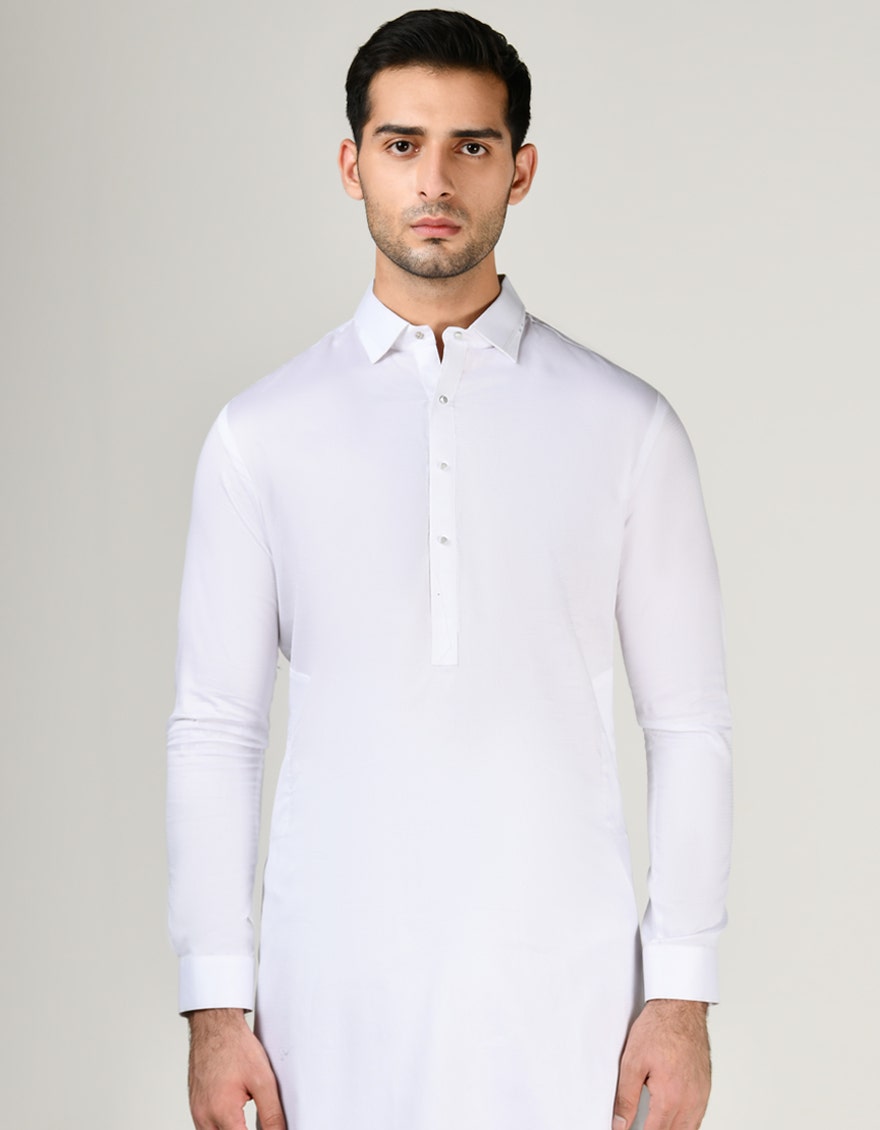 WHITE COTTON KAMEEZ SHALWAR