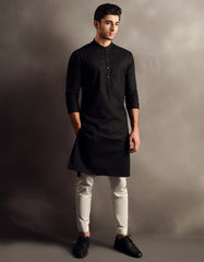 BLACK COTTON KURTA