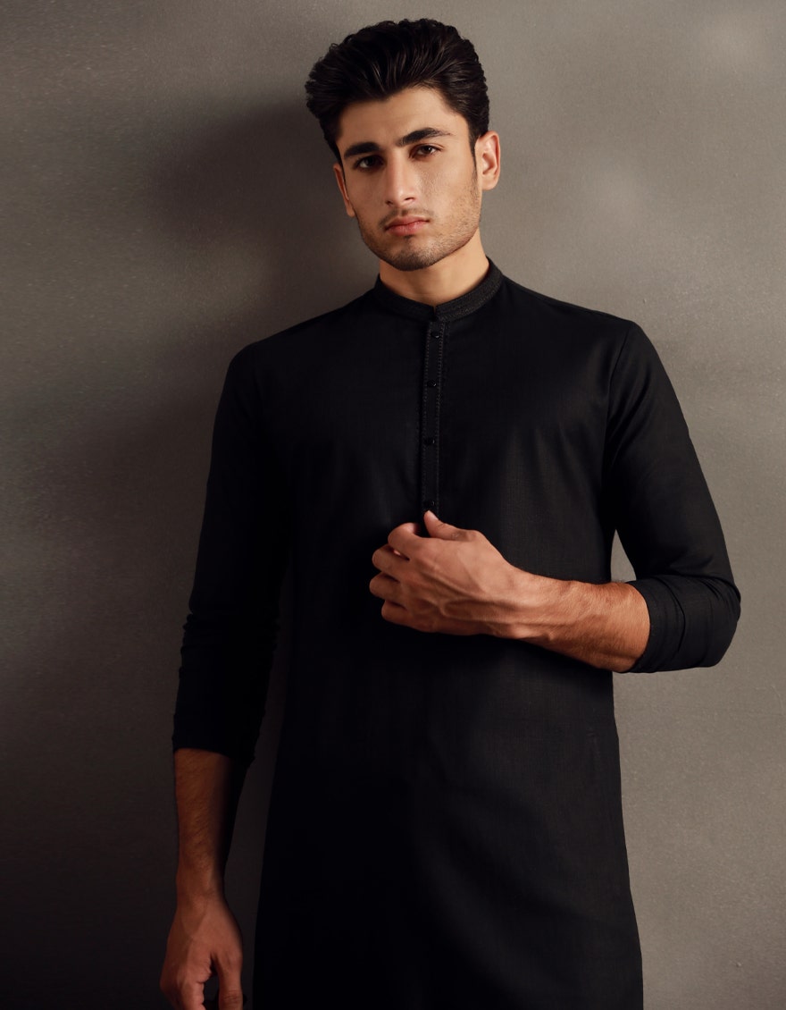 BLACK COTTON KURTA