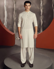 WHITE BLENDED KAMEEZ SHALWAR