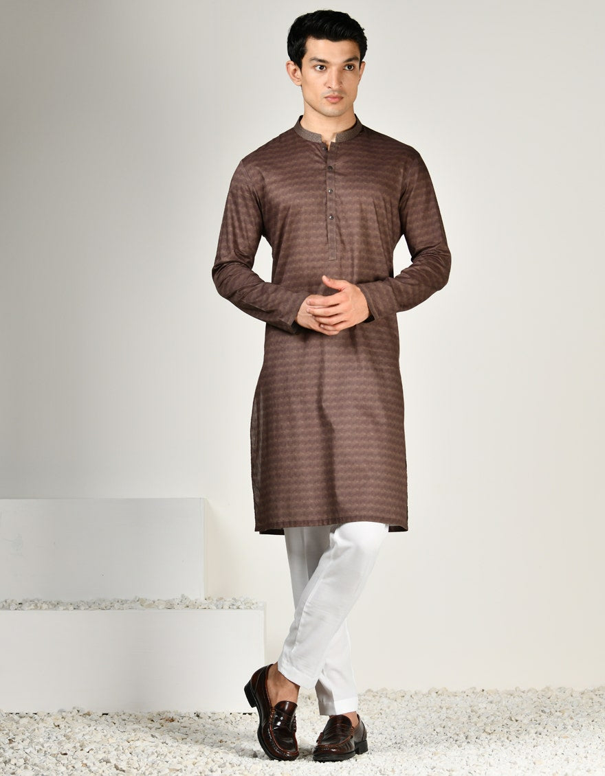 BROWN COTTON KURTA