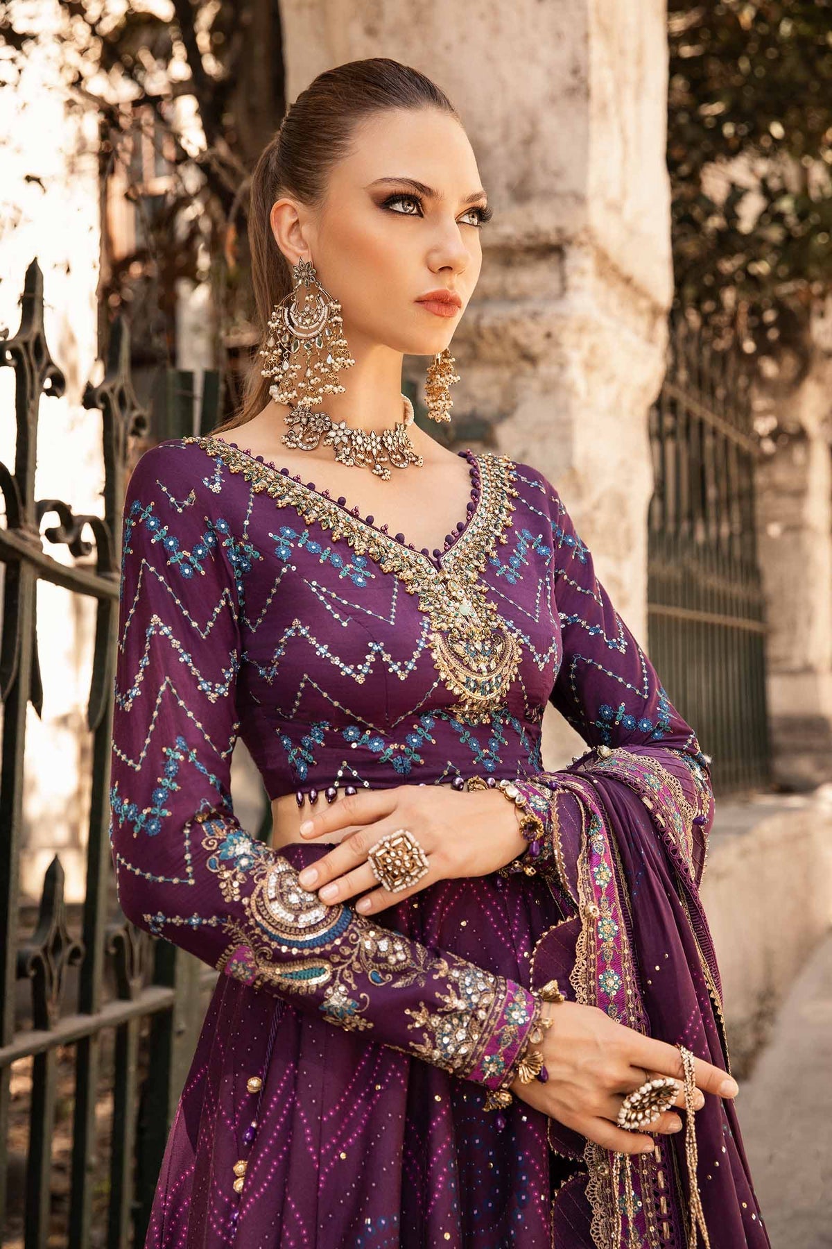 Embroidered Cotton Satin Suit