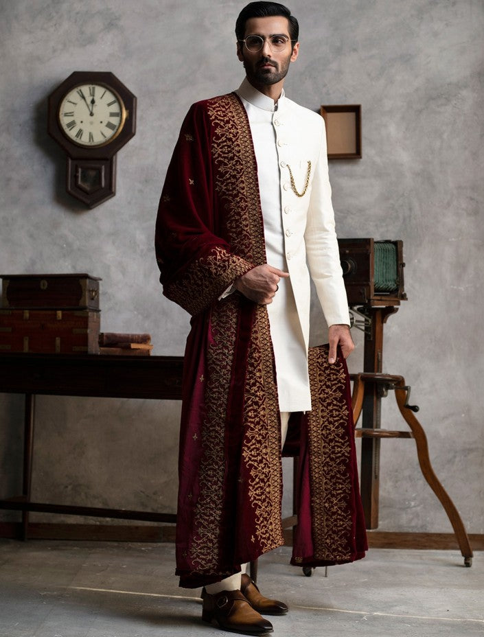 Designer White Colour Sherwani for Wedding Wear