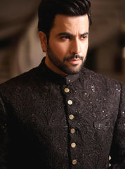 Pakistani Black Sherwani For Men Designer Dress