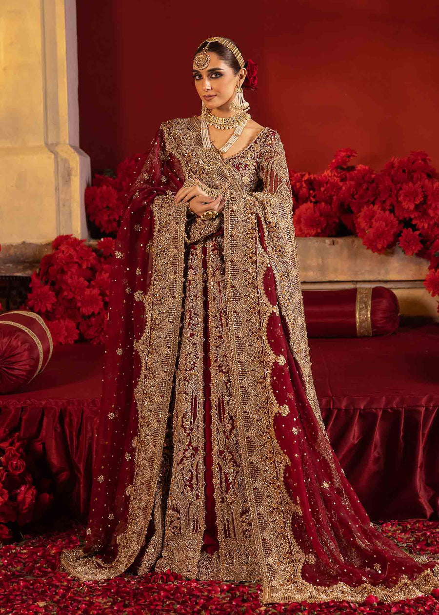 Pakistani Bridal Dress in Open Pishwas Lehenga Styles