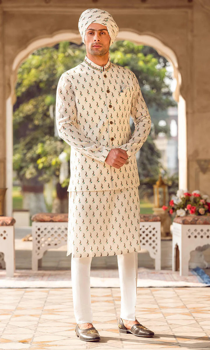 Pakistani Groom Dress In Kurta And Waistcoat Style