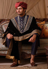 Pakistani Men Blue Sherwani With Dupatta Shawl