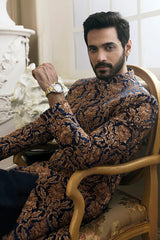 Royal Embellished Pakistani Groom Sherwani In Blue