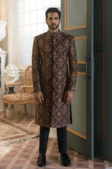 Royal Embellished Pakistani Groom Sherwani In Blue