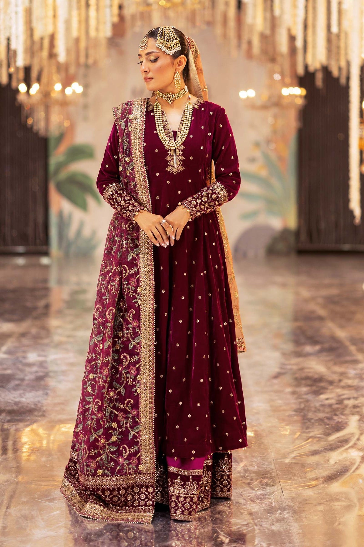 3 Piece Embroidered Velvet Suit