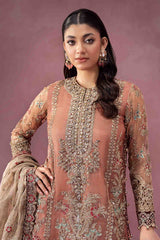 3 Piece Embroidered Zari Net Suit