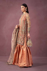 3 Piece Embroidered Zari Net Suit