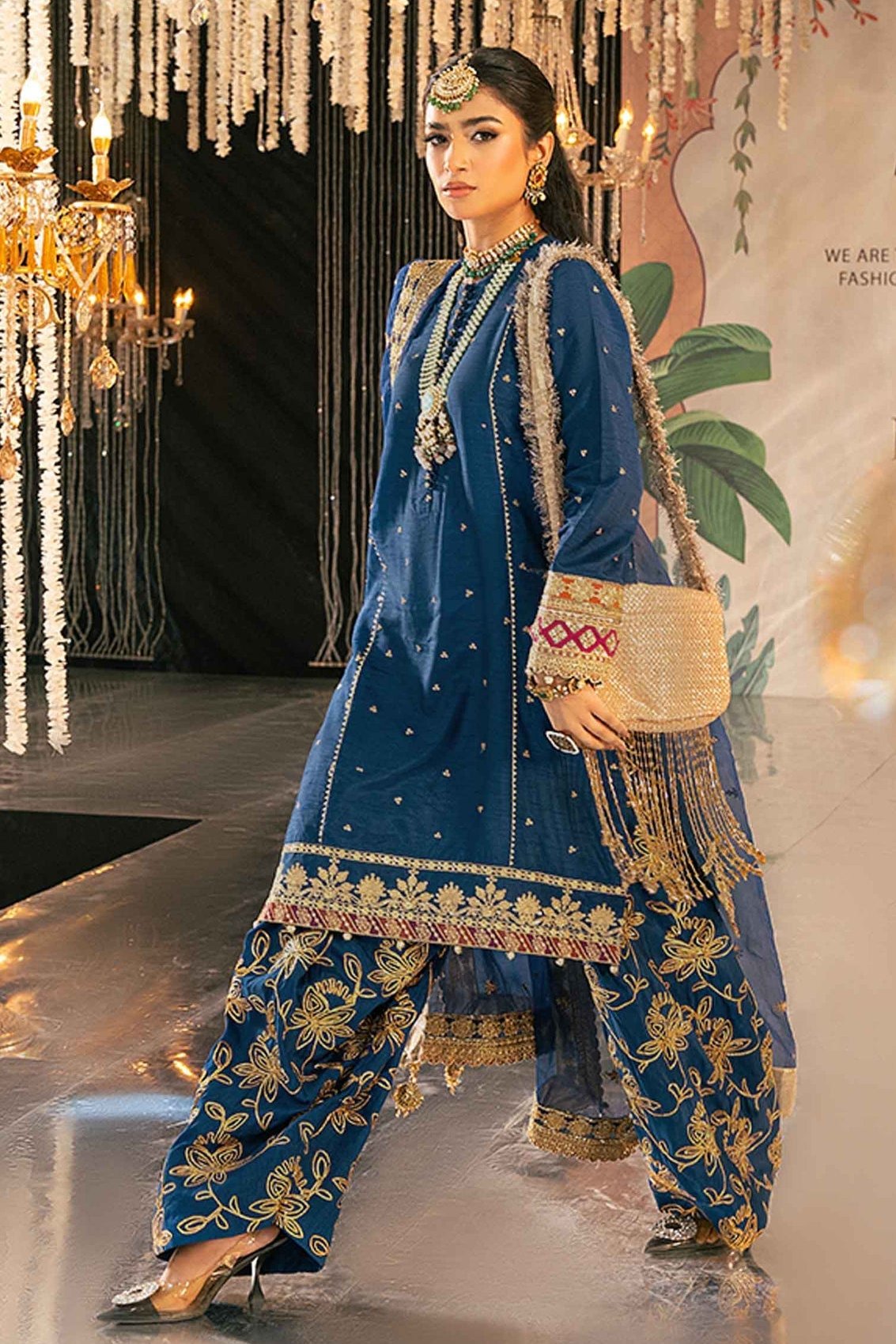 3 Piece Embroidered Raw Silk Suit