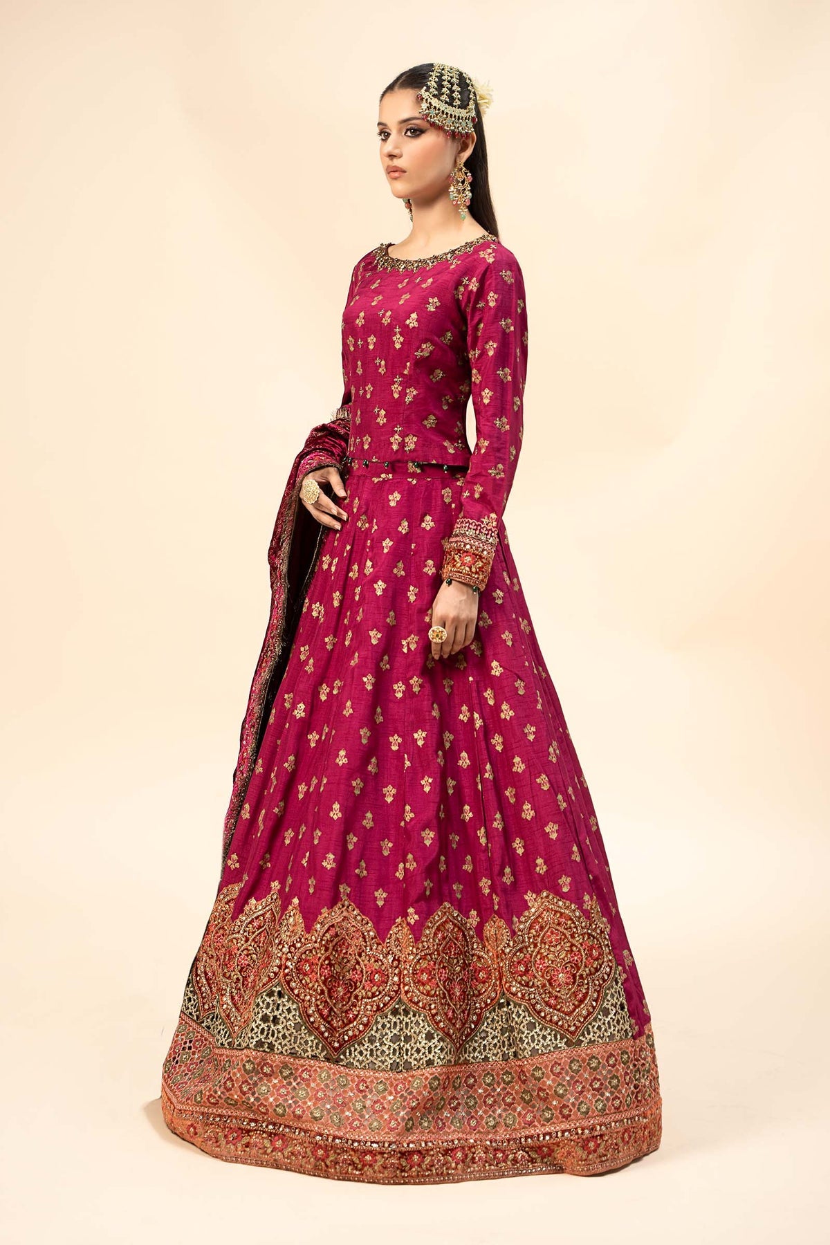 3 Piece Embroidered Raw Silk Suit