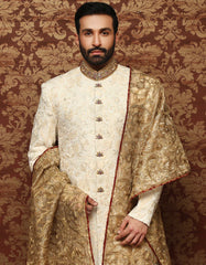 Premium Jamawar White Sherwani