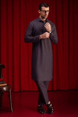 ALAIN - CHARCOAL COTTON KAMEEZ SHALWAR