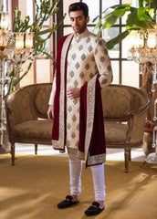 Ivory Khaddi Raw Silk Sherwani