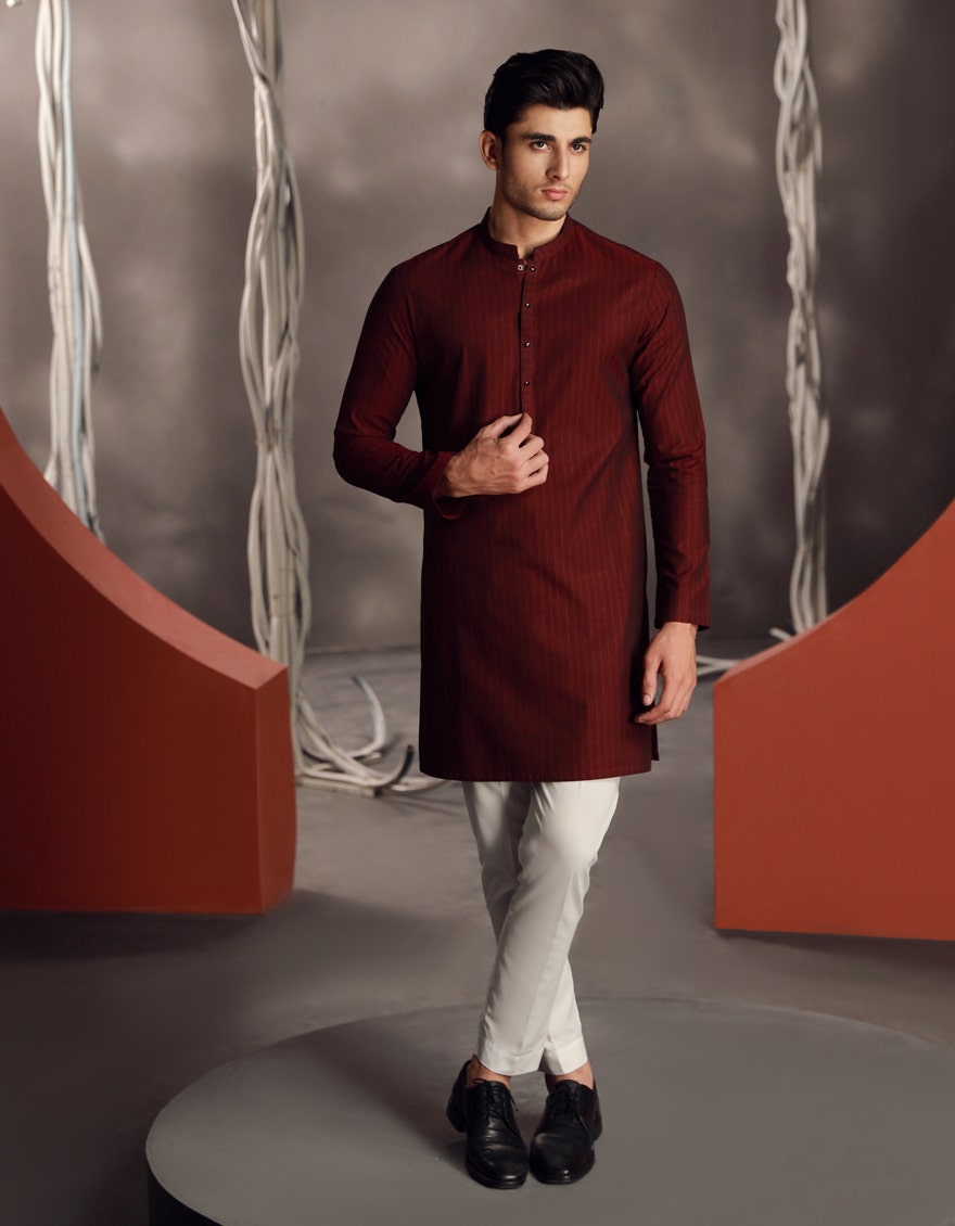 MAROON COTTON KURTA