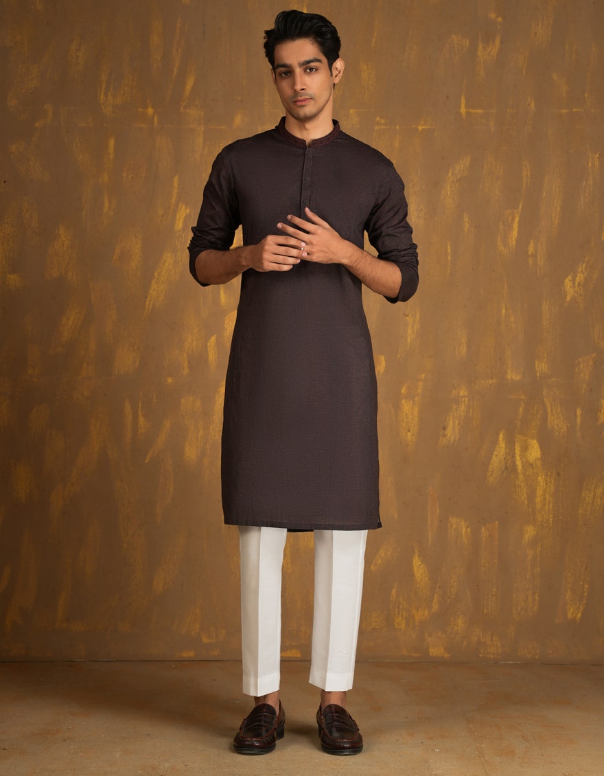 MAROON COTTON KURTA